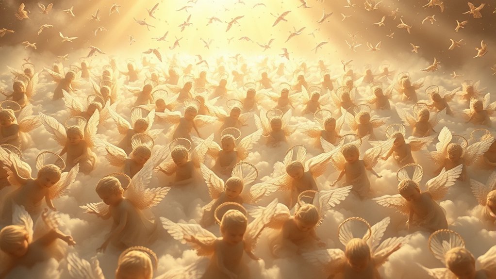 angels overwhelmed by reverent awe