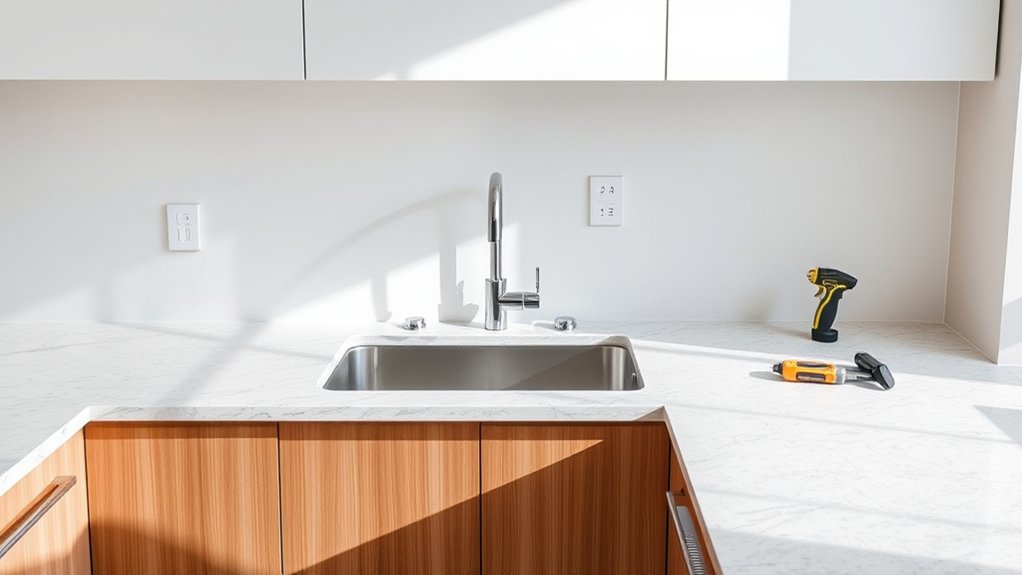 clear workspace clean surface inspect cabinets