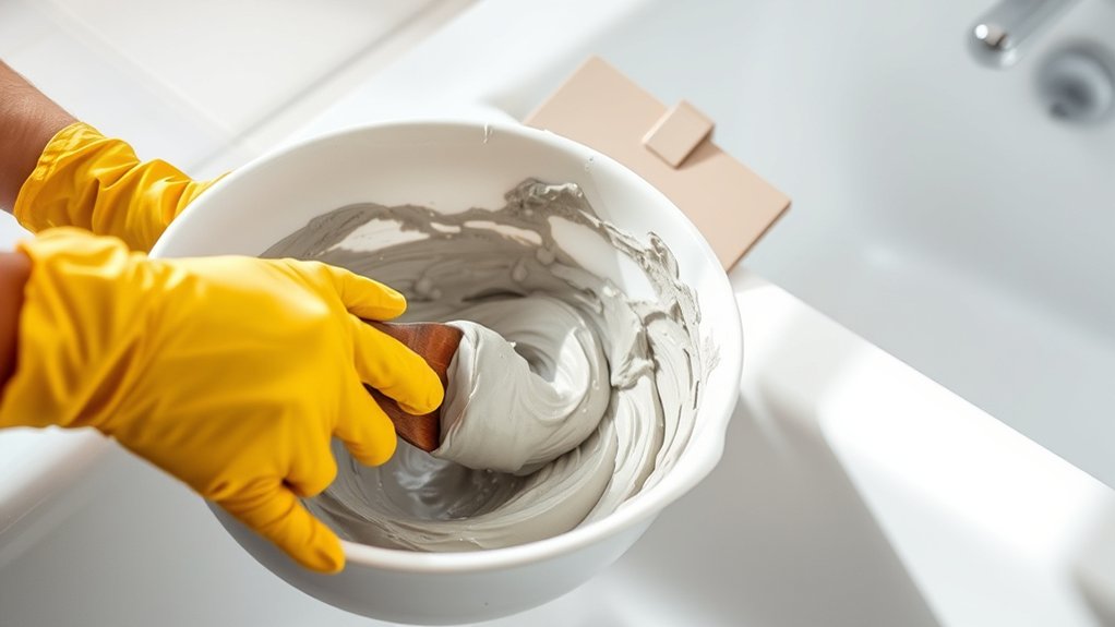 mix grout to a creamy consistency