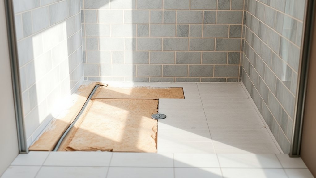 replacing only shower floor delicately preserves waterproofing integrity