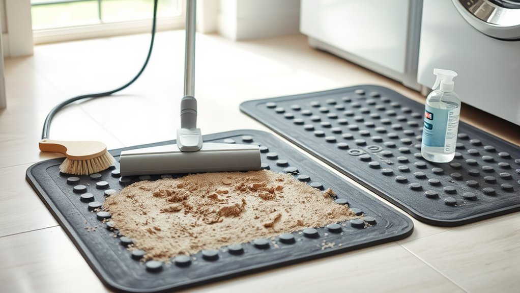 shake vacuum inspect mats before washing
