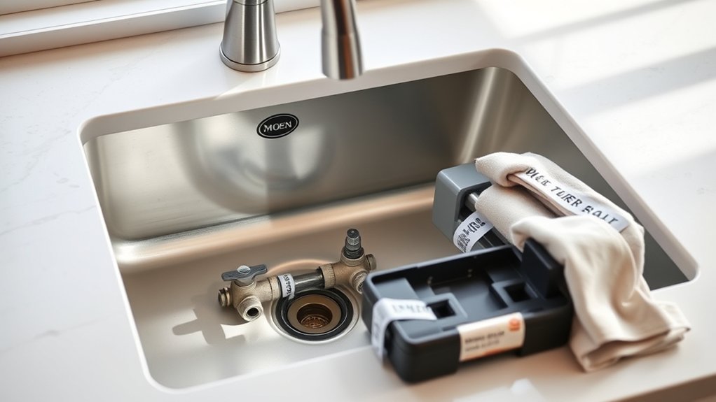 shut off drain organize workspace