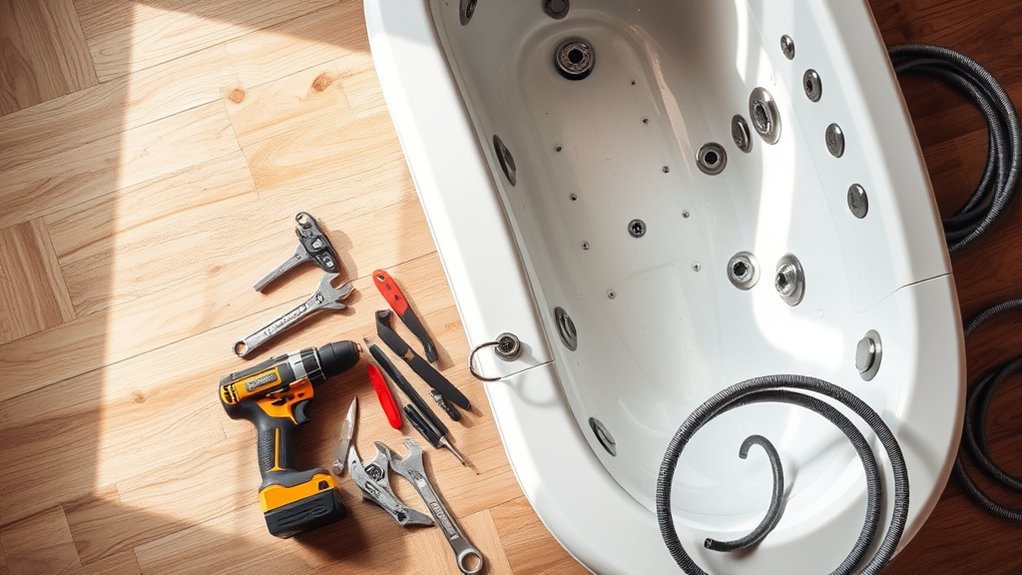 tools and materials for removing jetted bathtub