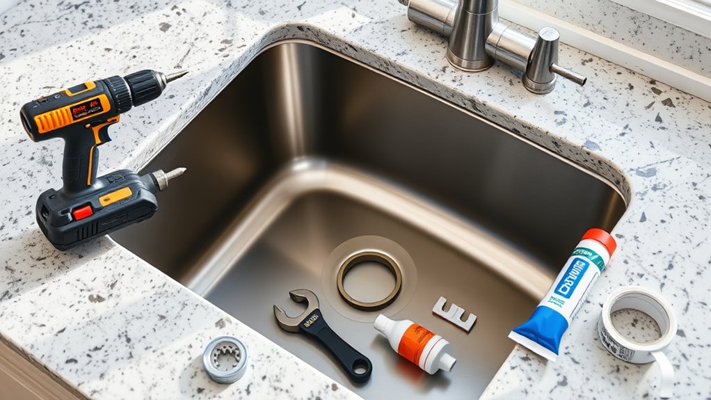 tools materials for undermount sink installation