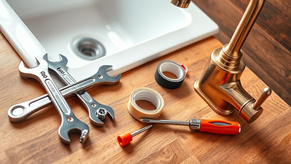 tools ready for faucet replacement