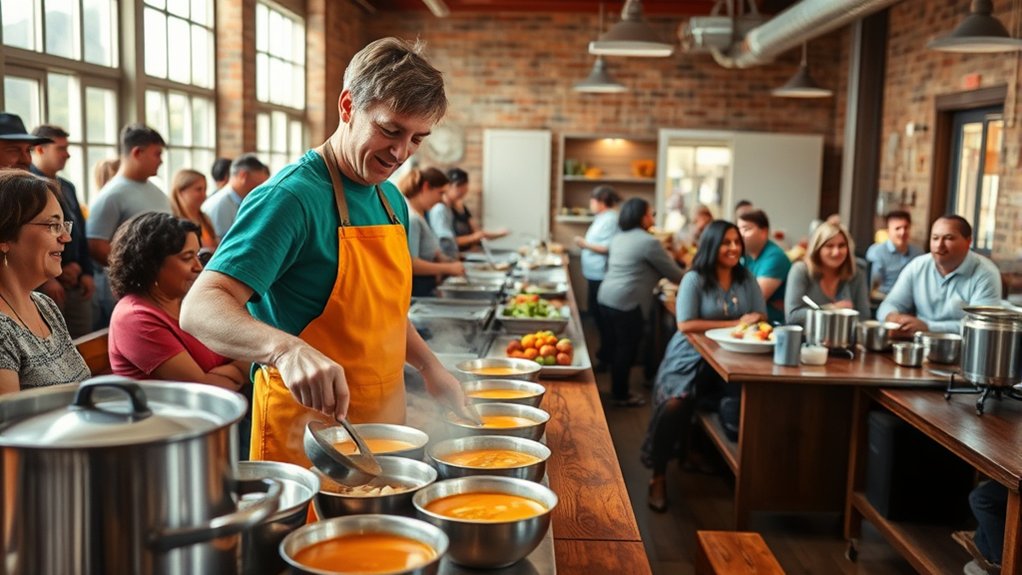 volunteering at a soup kitchen