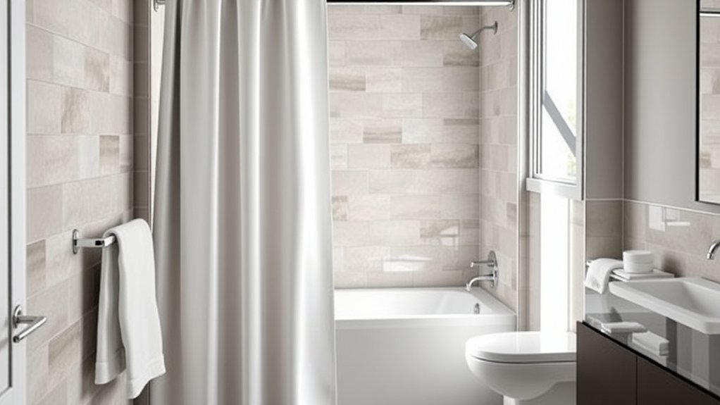 bathroom layout dictates curtain placement