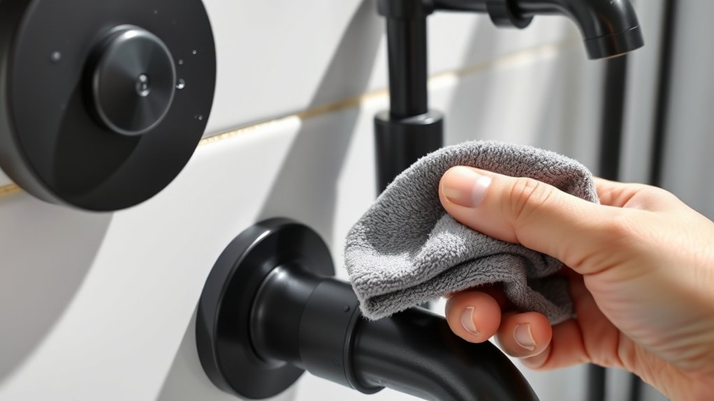 black shower fixtures require gentle cleaning