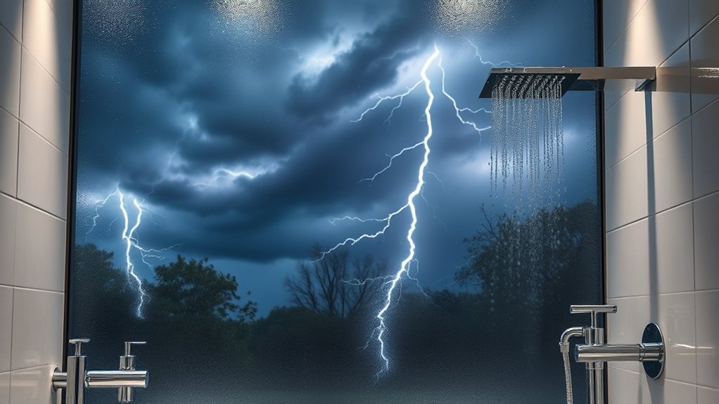 electrical shock risk from plumbing conductance during storms