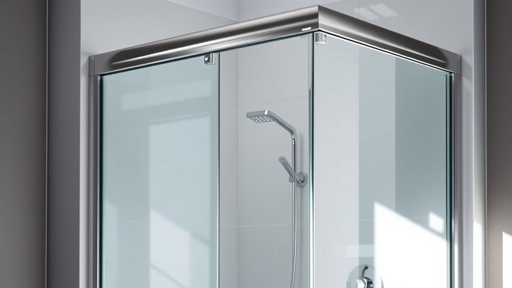 framed glass shower enclosure with hardware