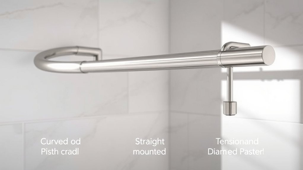 shower rod styles and materials