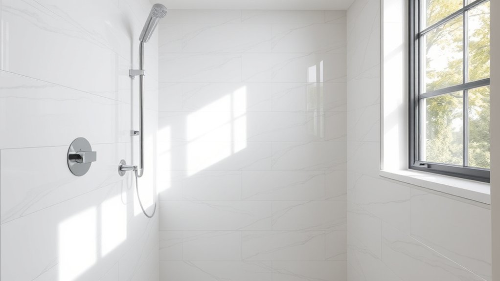 shower size dictates tile choice