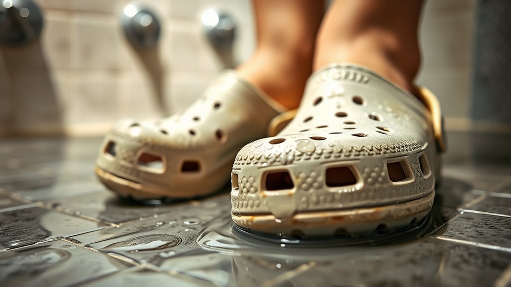 slippery crocs in shower