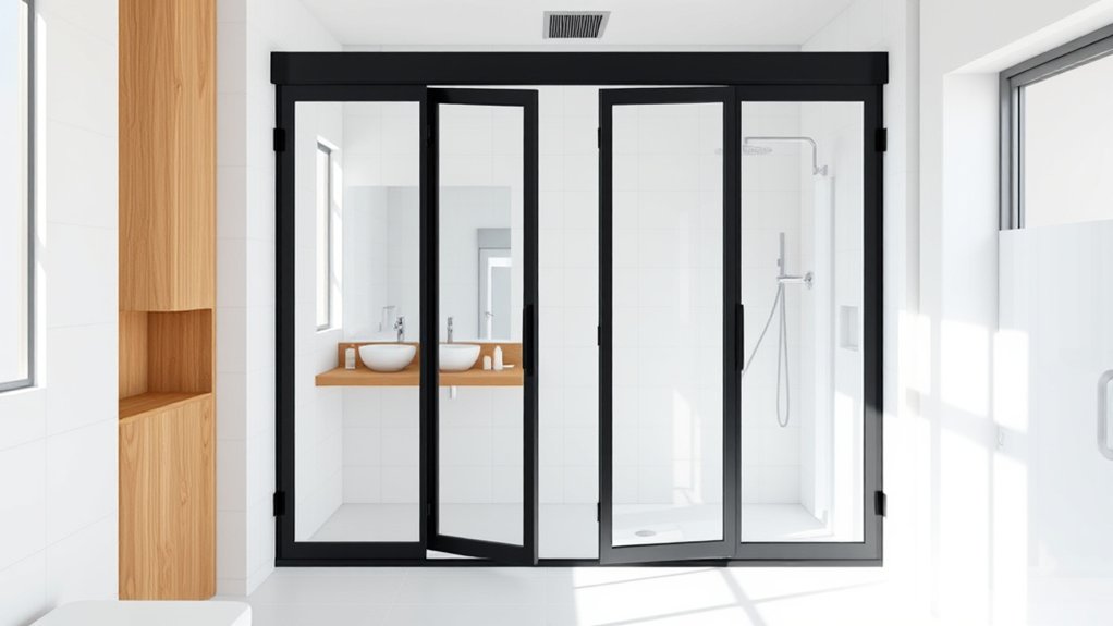 tempered glass folding shower screens