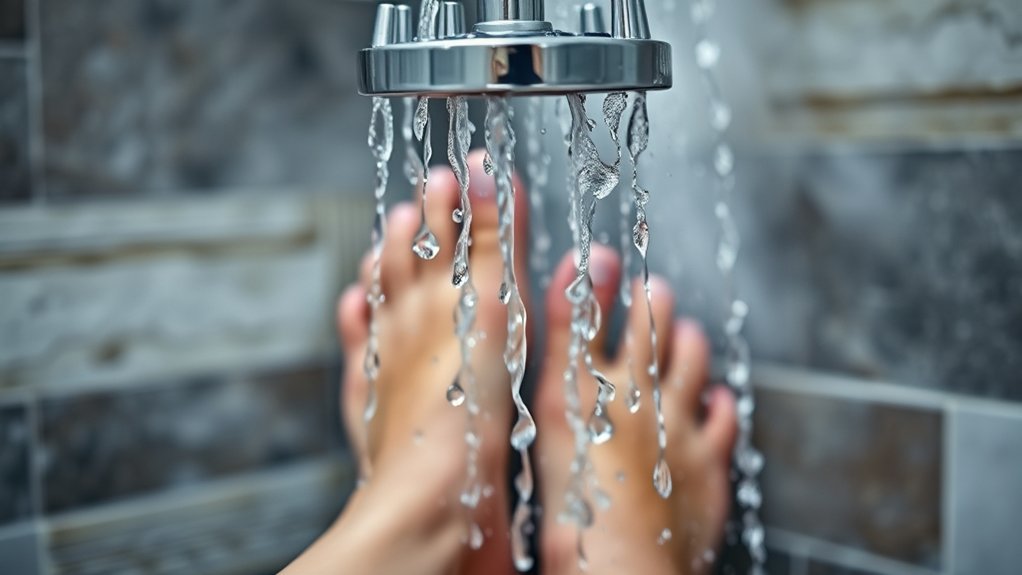 washing feet in shower